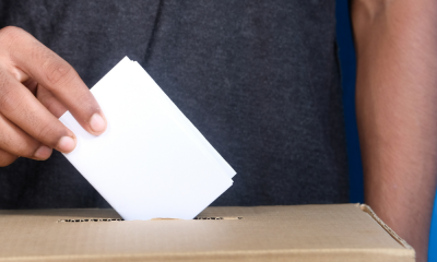 Voter casts a ballot